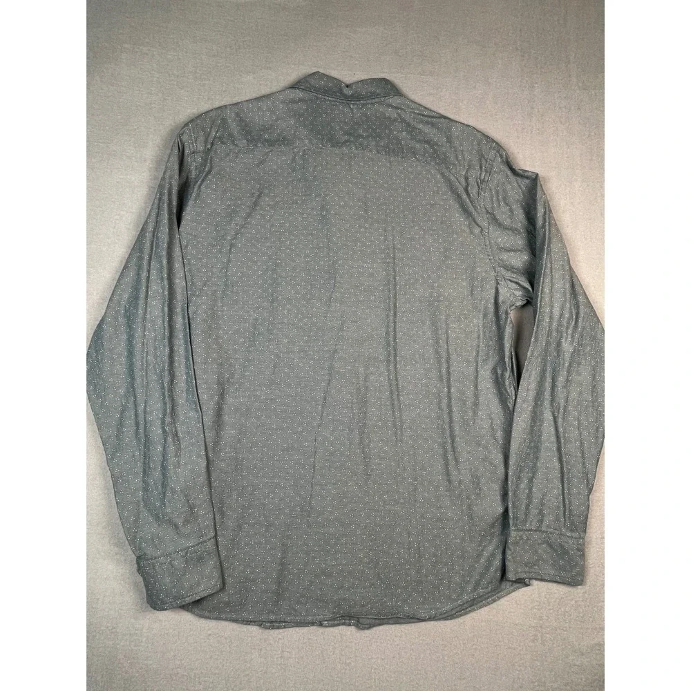 Banana Republic Untucked Fit Organic‎ Cotton Oxford Shirt Blue WhiteDot XL
